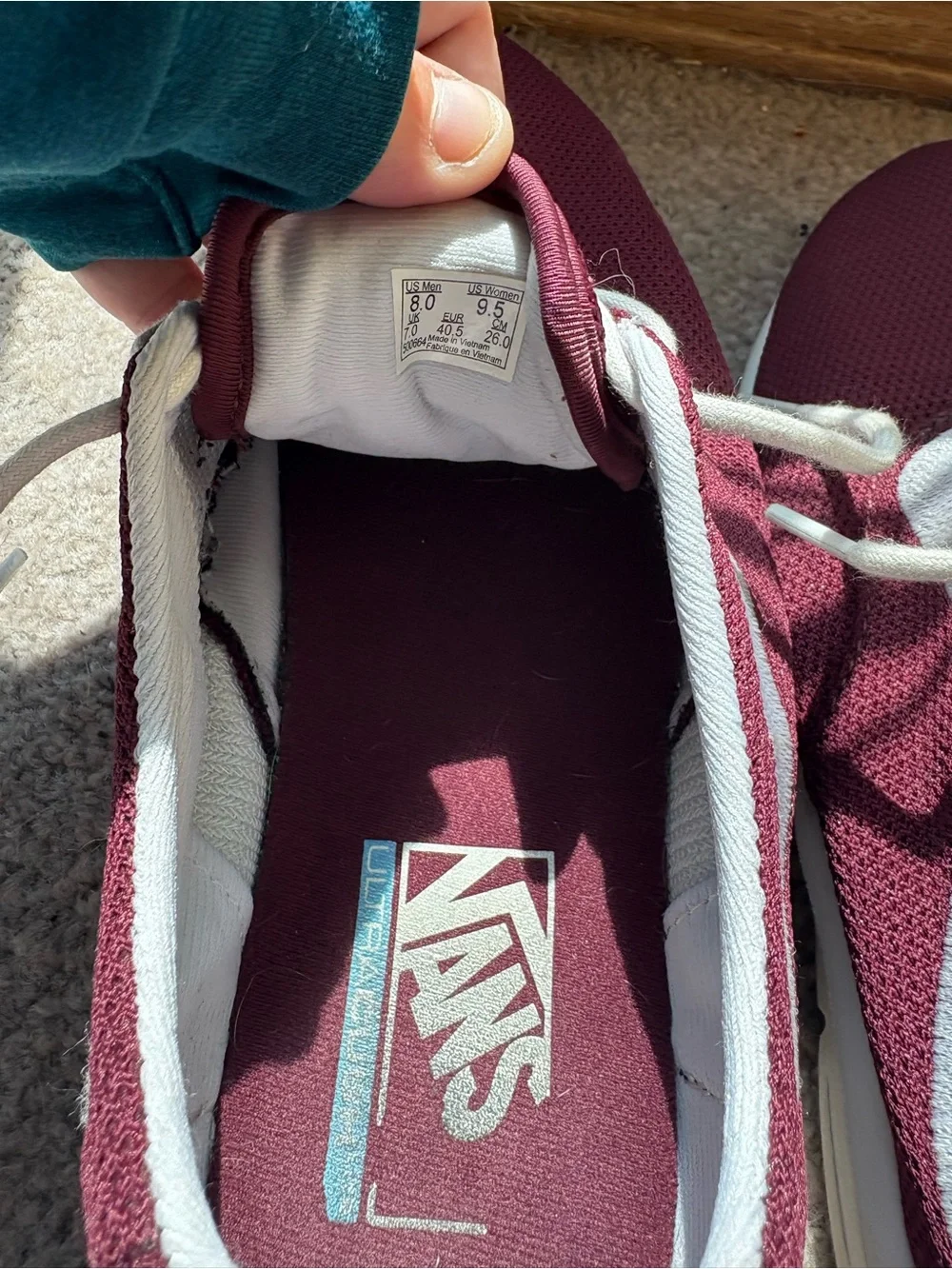 Vans ISO 1.5 Men 8 Women 9.5 Burgundy UltraCush Lite Mesh Skate Sneakers